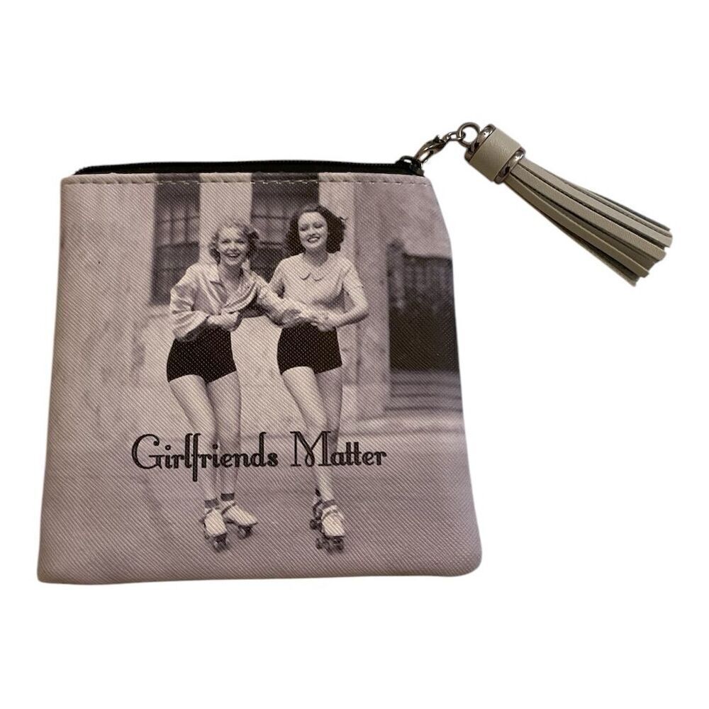 Girlfriends Matter Roller Girls Coin Purse Black & White Tassel Zip